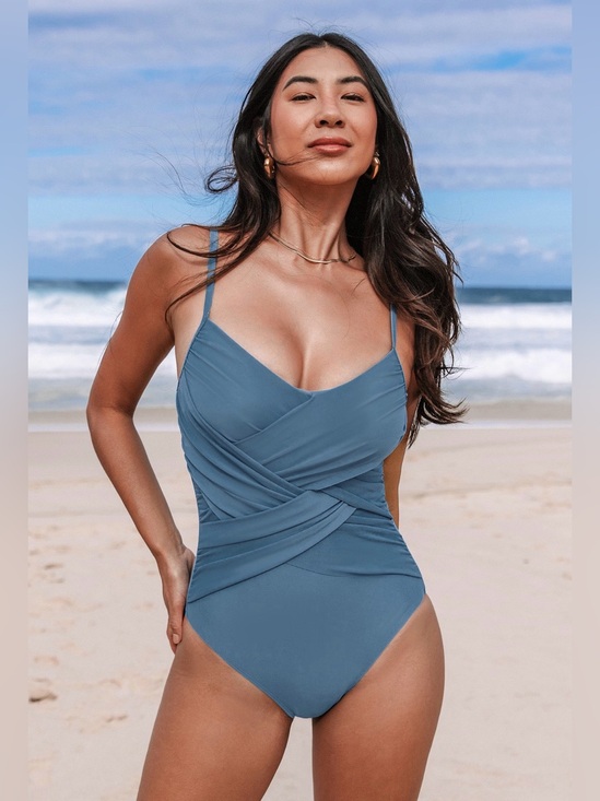 Cupshe Other - NWT CupShe Blue Ruched One-Piece Swimsuit - size M